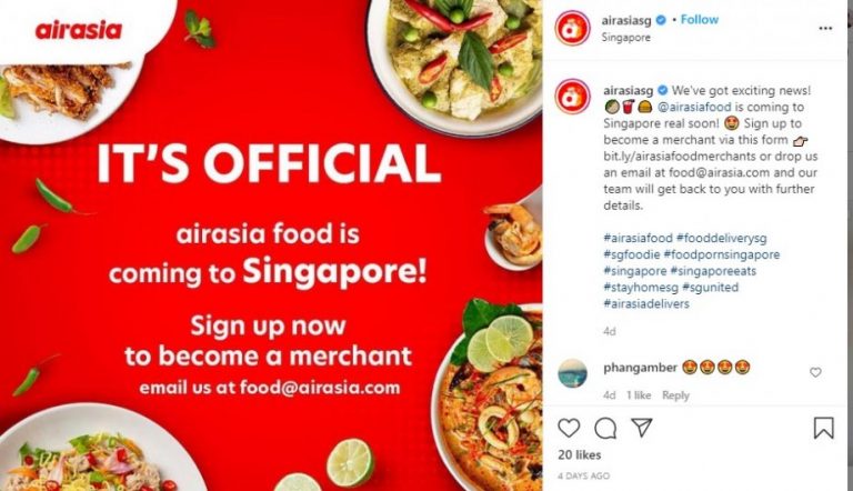 【シンガポールのFood News】AirAsiaが飲食デリバリーを3月2日に開始！
